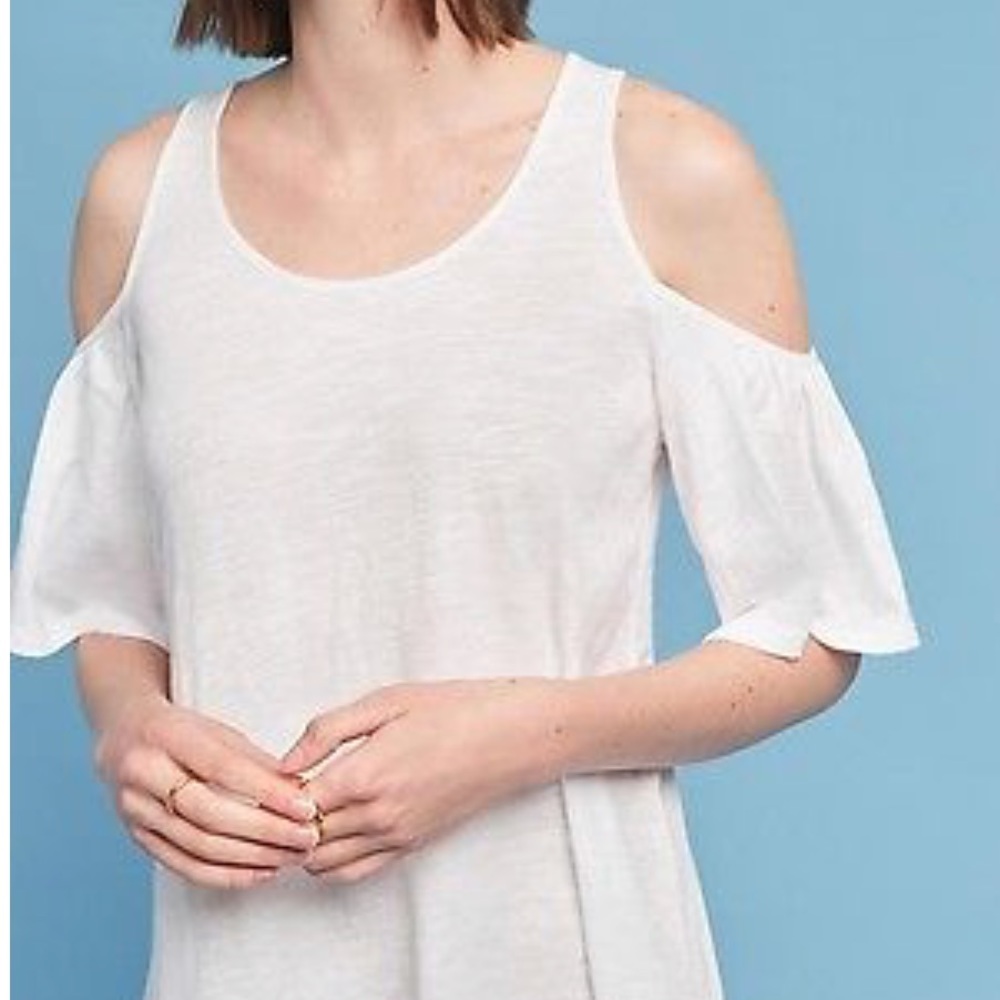 Anthropologie Promenade Open Shoulder Top White S